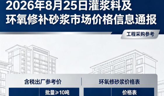 聊城2026年8月25日灌浆料及环氧修补砂浆市场价格信息通报